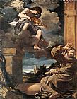 Famous Violin Paintings - St Francis with an Angel Playing Violin